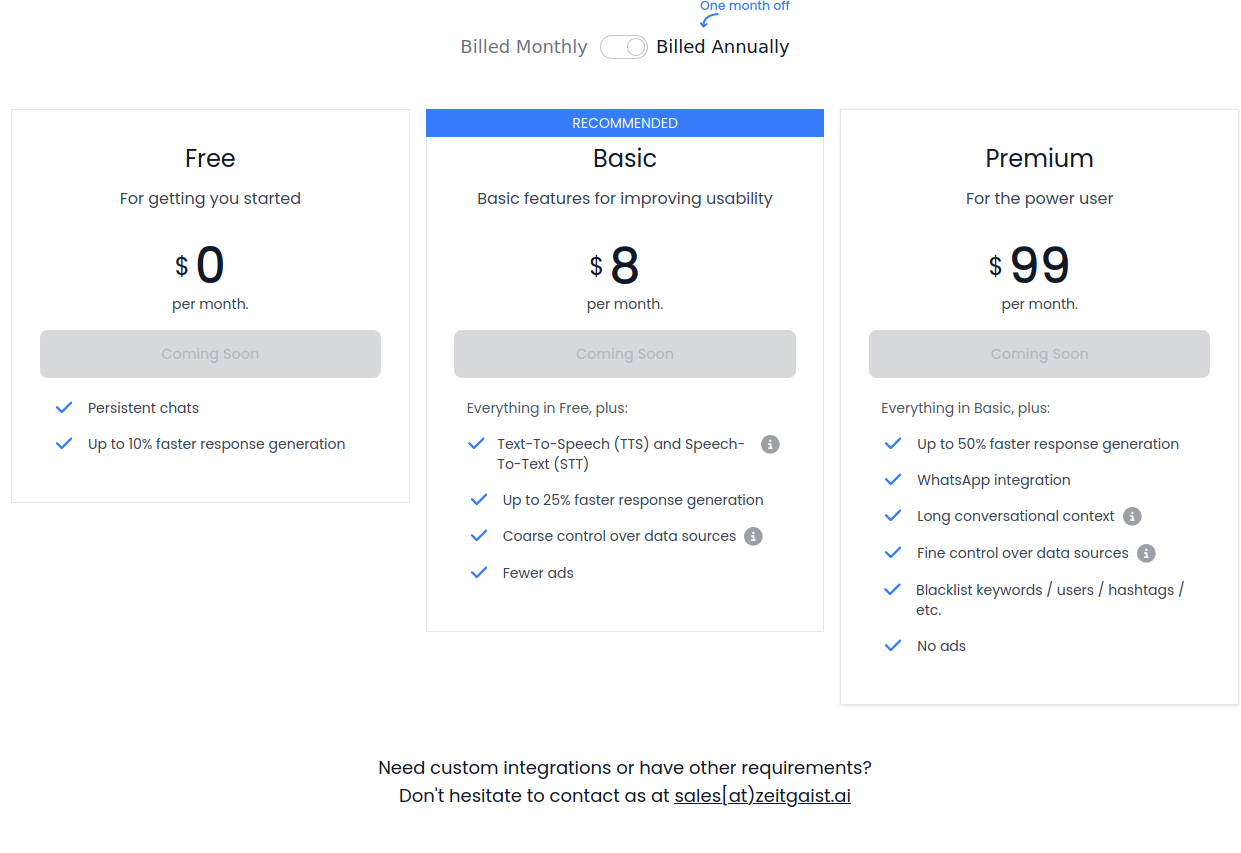 Pricing - ZEITGAIST
